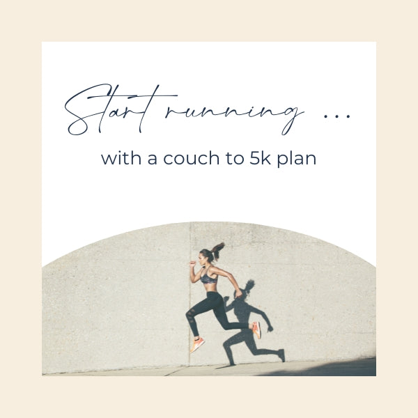 Person running outdoors with the blog title 'Start Running With a Couch to 5K Plan' overlaid.