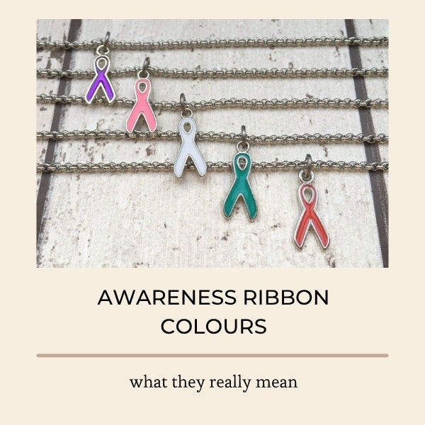 Awareness Ribbon Bracelets in various colours, with the question on what each colour means
