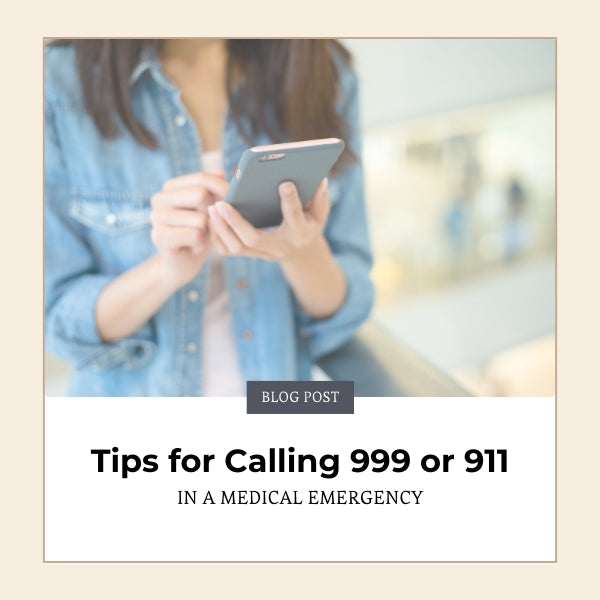 Person making an emergency call to 999 or 911 during a medical emergency