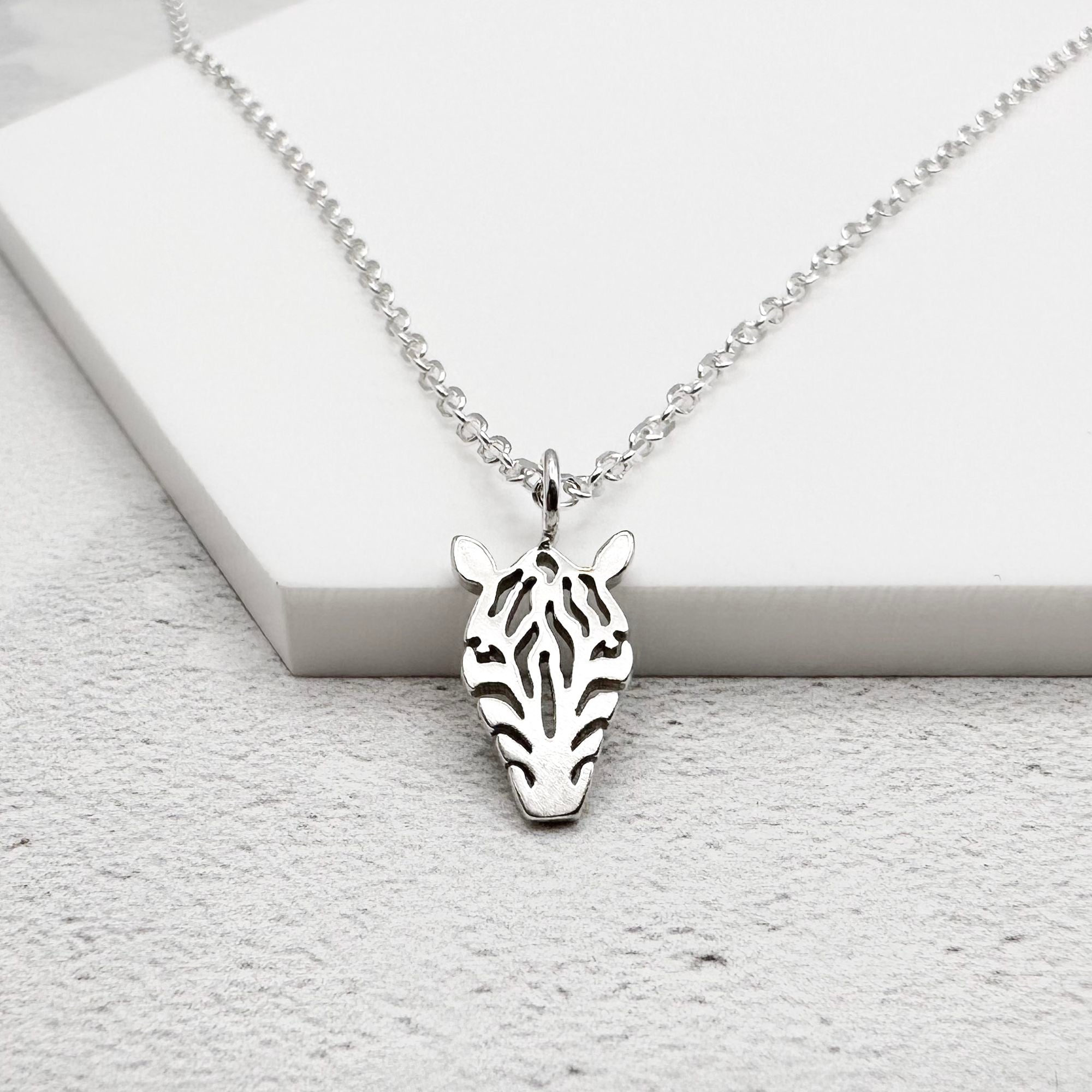 Sterling Silver EDS Awareness Zebra Head Necklace
