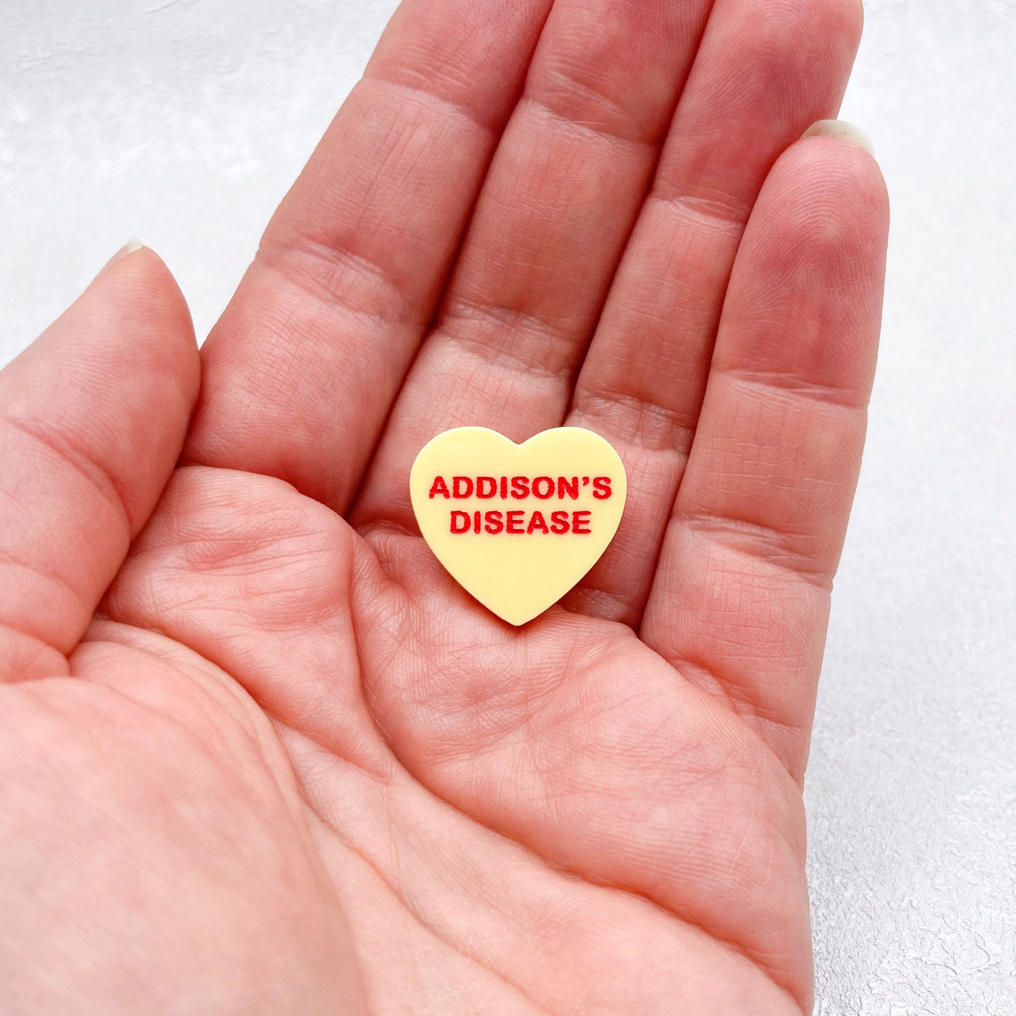 Addison's Disease Candy Heart Pin - Butler and Grace Ltd