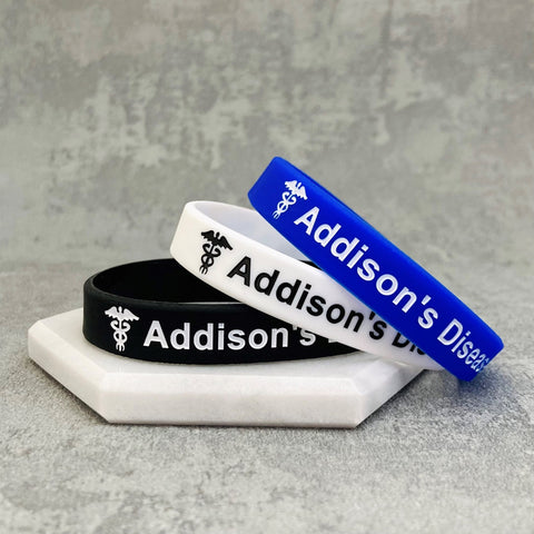 addison's disease wristbands blue white