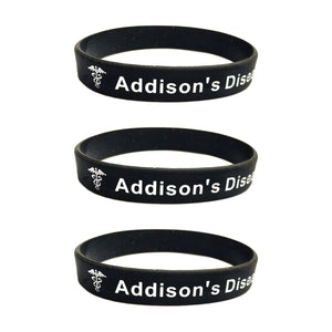 addison's disease wristbands set of 3 black