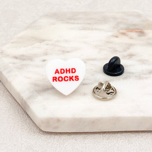 adhd rocks pin gift white heart