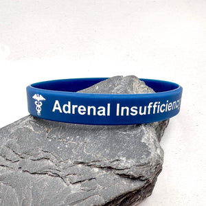 navy silicone adrenal insufficiency medical alert wristband