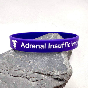 purple silicone adrenal insufficiency medical alert wristband 