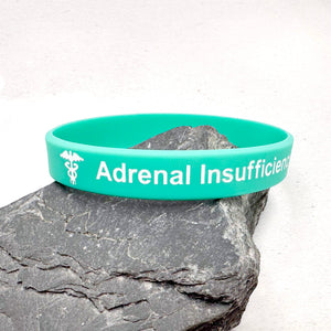 teal silicone adrenal insufficiency medical alert wristband
