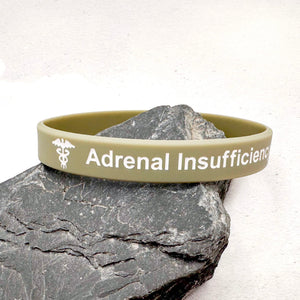 grey silicone adrenal insufficiency medical alert wristband 