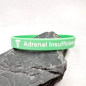 Mint green silicone adrenal insufficiency medical alert wristband 