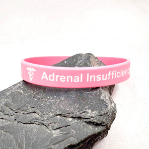 pink silicone adrenal insufficiency medical alert wristband 