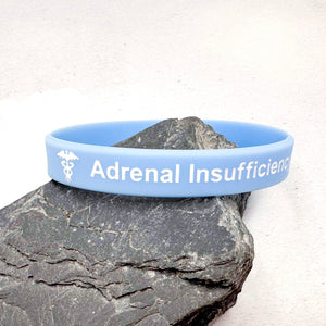 sky blue silicone adrenal insufficiency medical alert wristband 