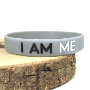 affirmation wristbands me grey white