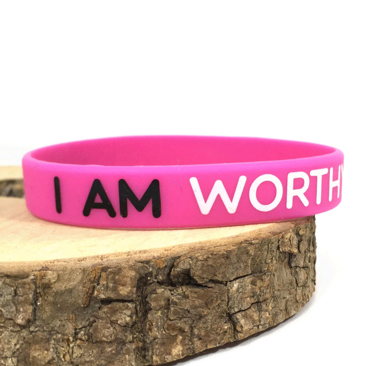 affirmation wristbands worthy pink
