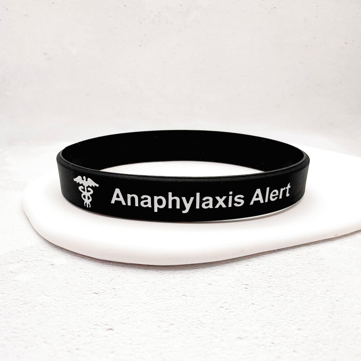Anaphylaxis alert medical ID bracelet made from durable silicone for people with severe allergies