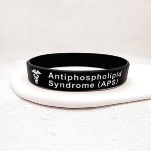 APS medical ID bracelet made from durable silicone for people with Antiphospholipid Syndrome