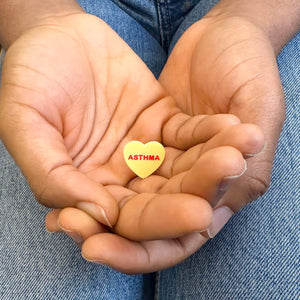 asthmatic awareness heart pin badge medical alert