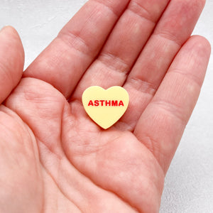 asthmatic awareness heart pin handmade uk