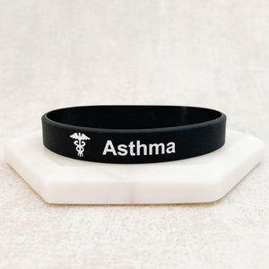 asthmatic wristbands blue black
