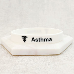 asthmatic wristbands blue white
