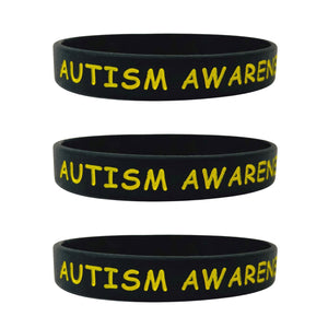 autism awareness wristband black set