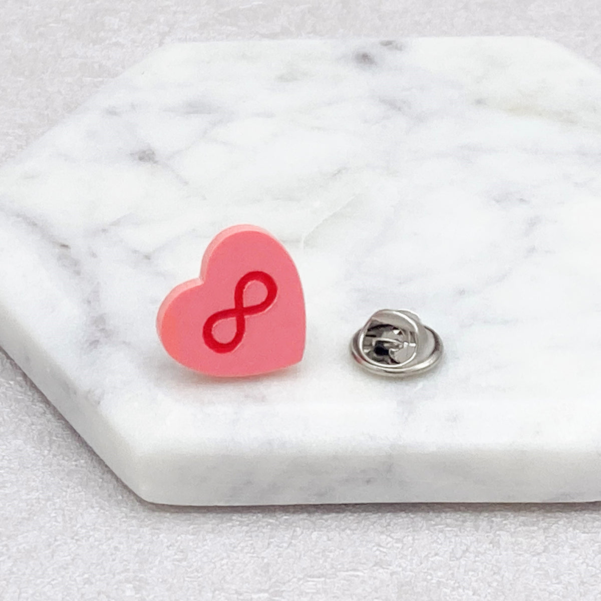 autism infinity heart pin pink