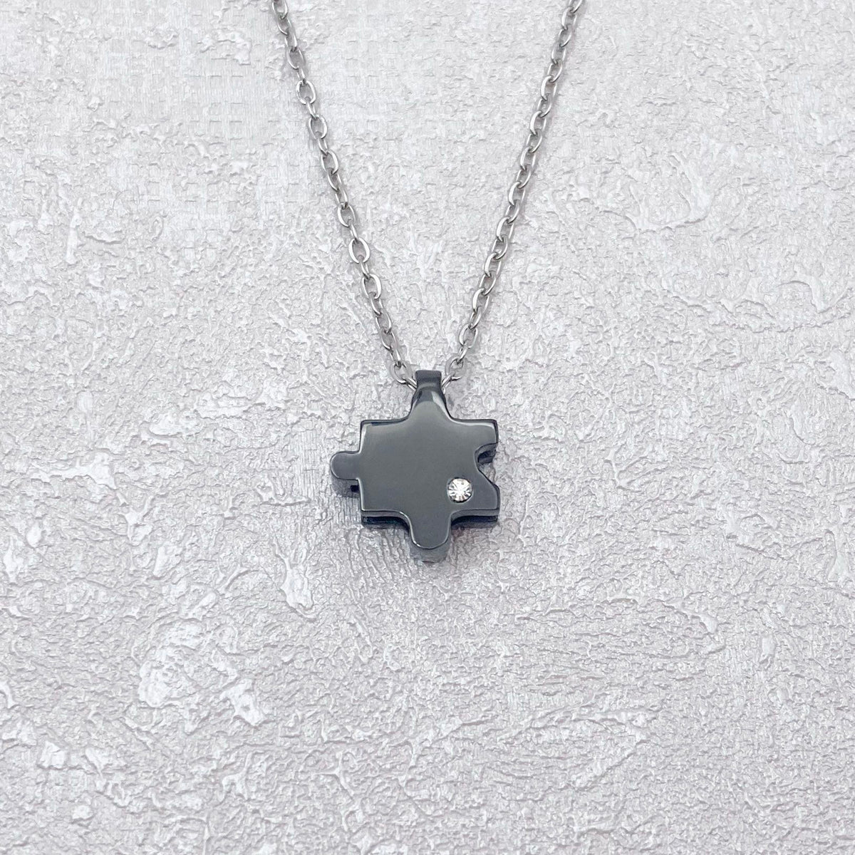 autism jigsaw crystal necklace black puzzle