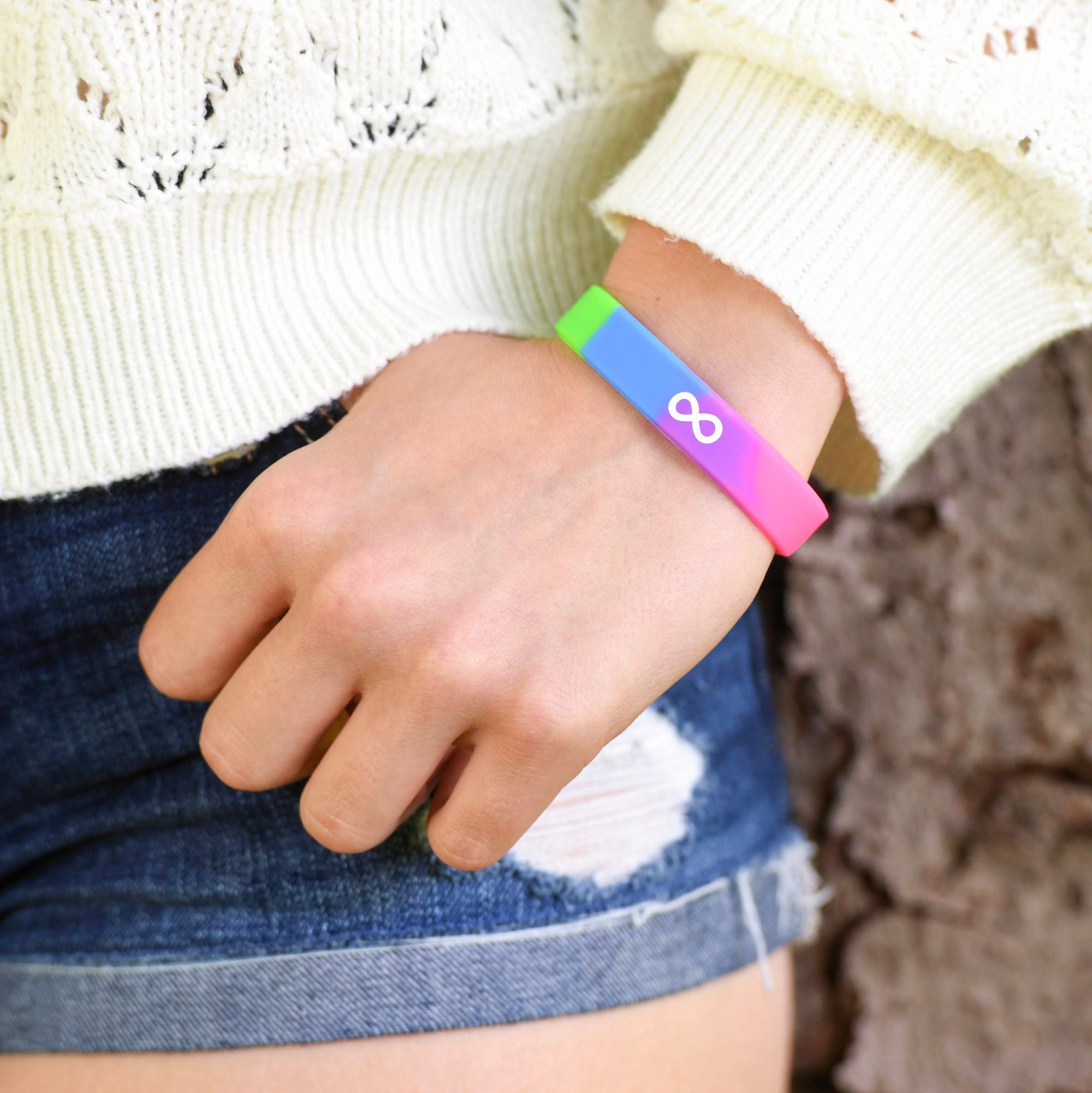 autism rainbow infinity wristband for girls