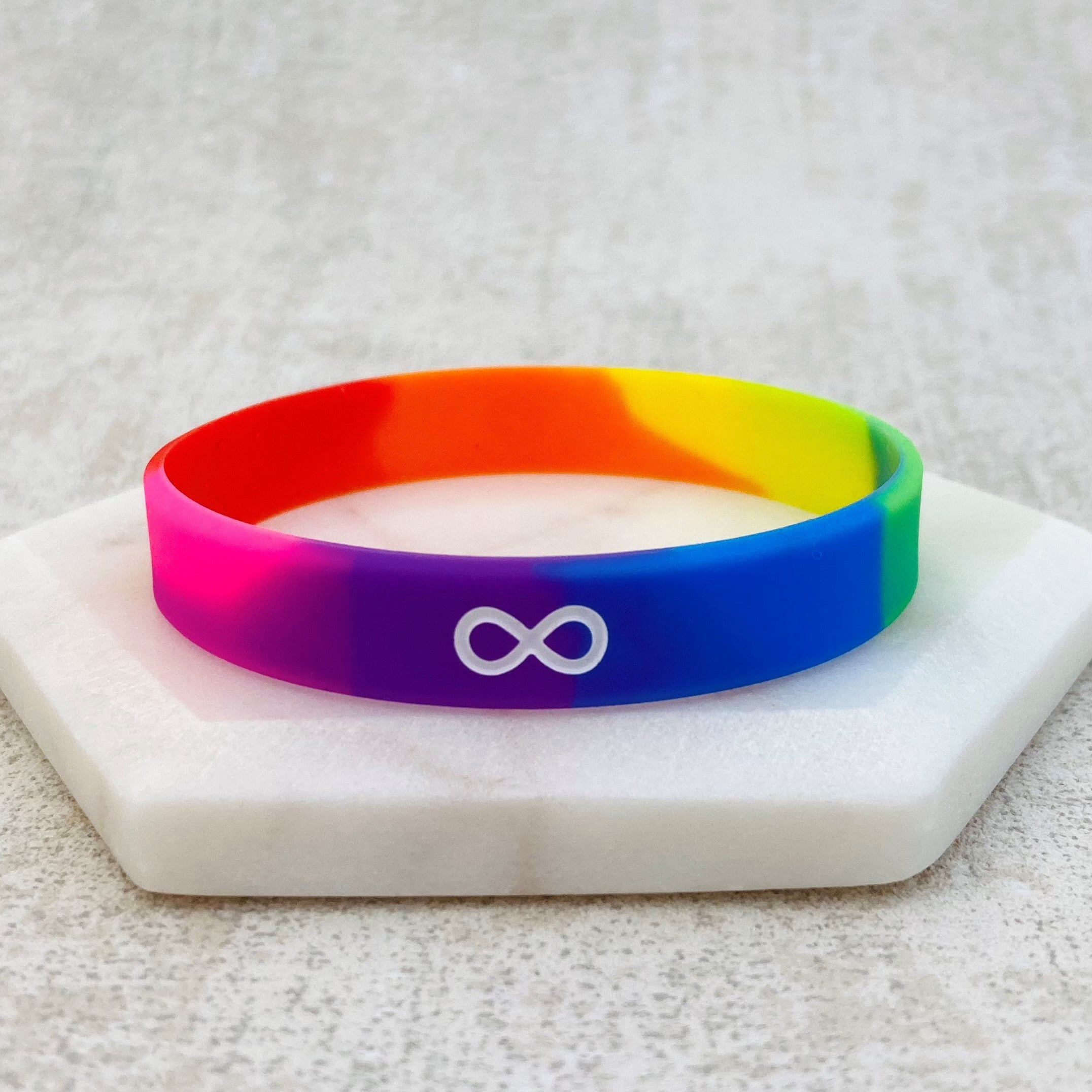 autism rainbow infinity wristband silicone