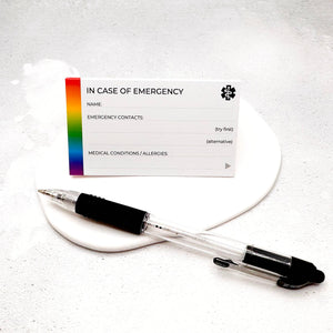 Compact folded autism wallet card showing communication and sensory preference sections