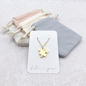 autistic jigsaw necklace gift pouch