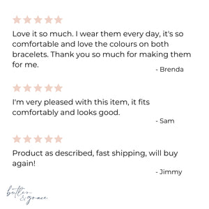 five star reviews with text on a white background