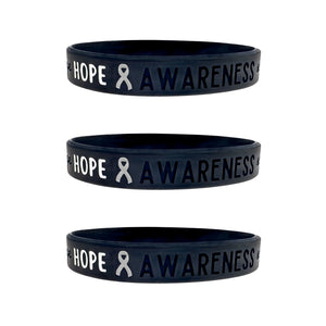 set of 3 black silicone wristbands engraved with ‘Hope & Awareness’ 