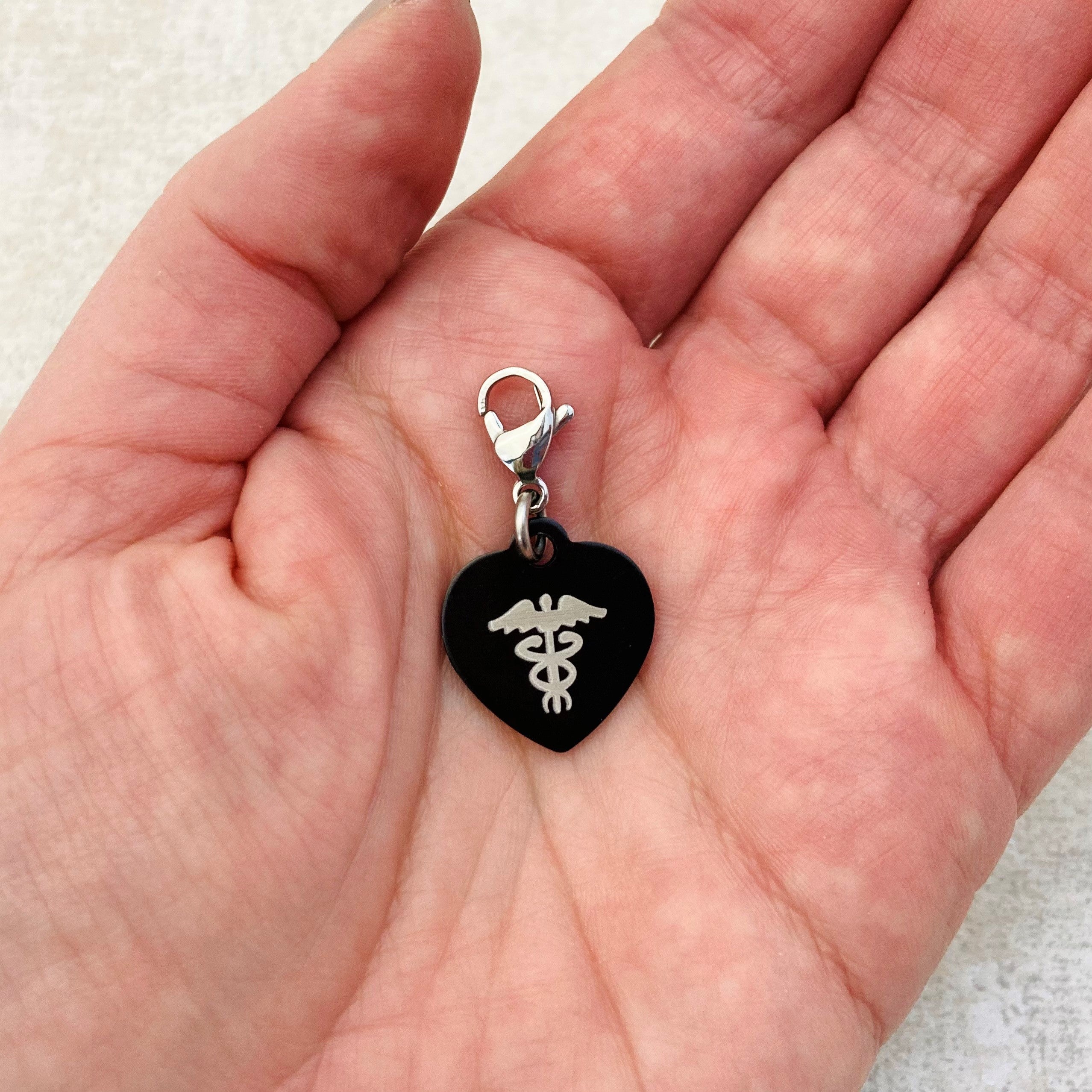 black heart charm custom engraved