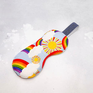 Sleep mask with rainbow and sun design 