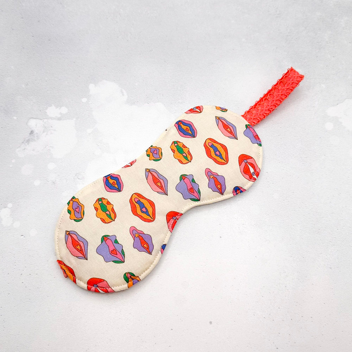 Sleep mask with colourful female anatomy pattern 