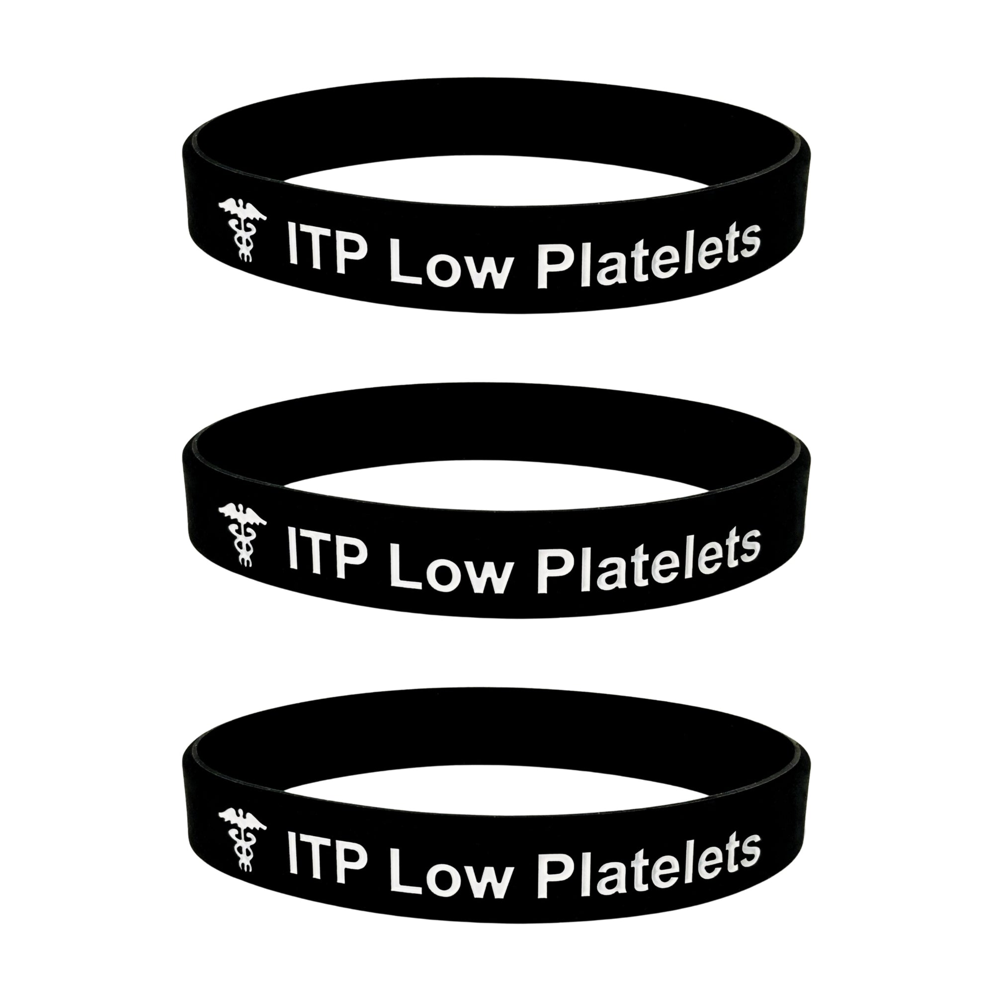 Bleeding Disorder Wristband For Low Platelets  Black White Silicone Band   Butler and Grace Ltd