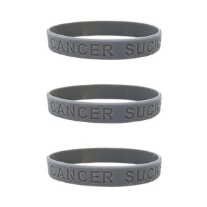 cancer awareness wristband grey set of 3
