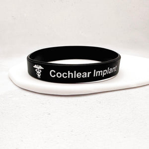 Cochlear implant medical ID bracelet made from durable silicone for people with hearing aids