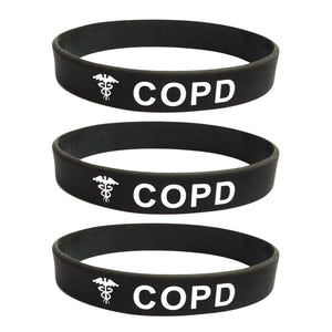 copd medical alert wristband set of 3 black