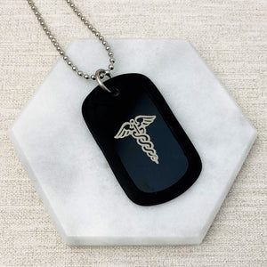 custom engraved medical alert dog tag necklace black silencer