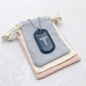 custom engraved medical alert dog tag necklace gift pouch
