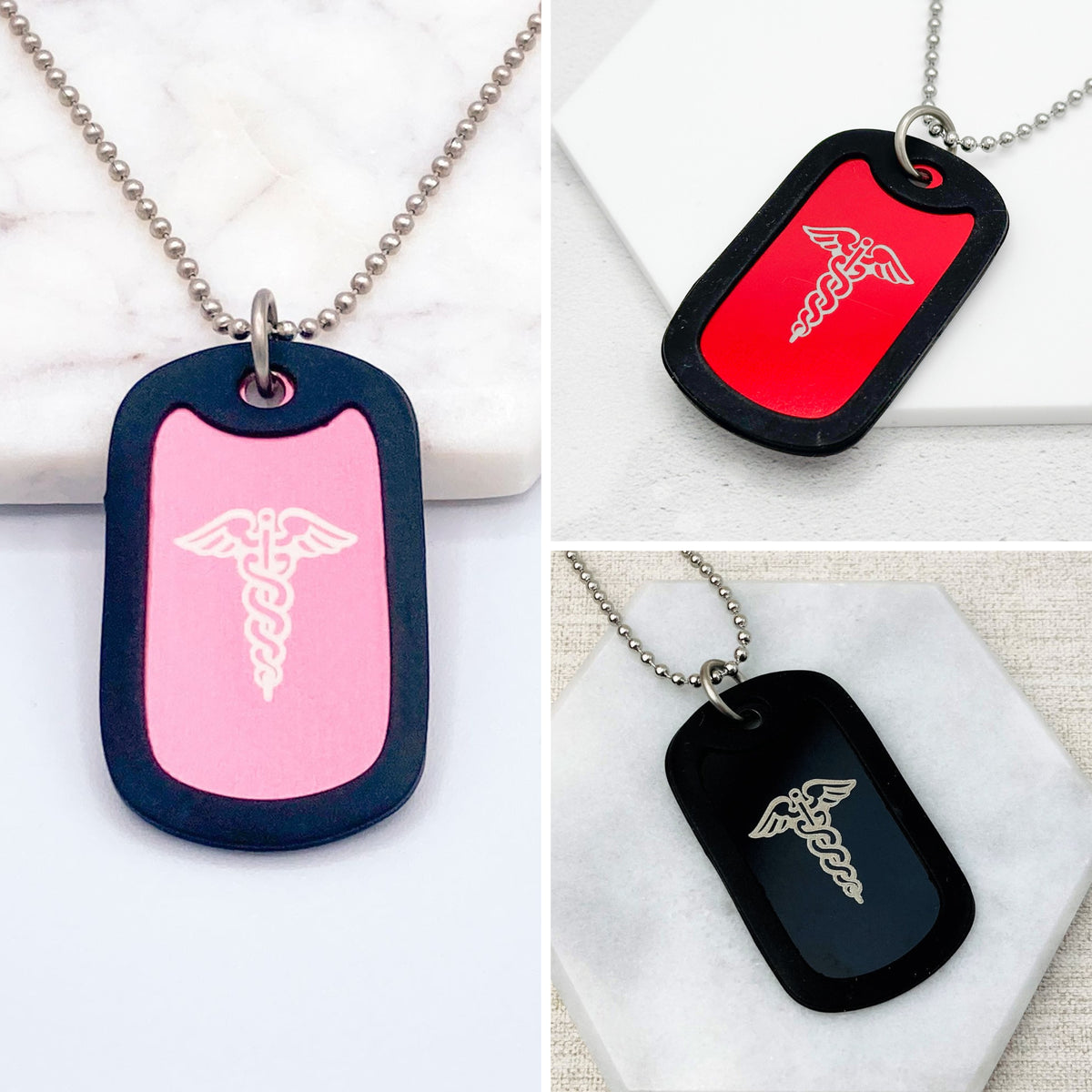 custom engraved medical alert dog tag necklace