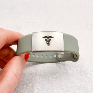 custom medical alert sports band grey wristband