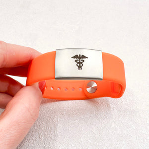 custom medical alert sports band orange strap