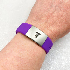 custom medical alert sports band purple support
