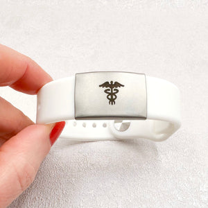 custom medical alert sports band white adjustable silicone