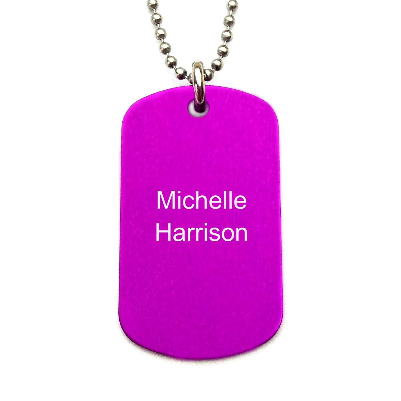 customised dog tag necklace purple
