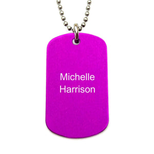 customised dog tag necklace purple