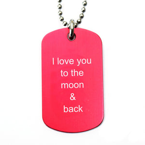 customised dog tag necklace red personalised