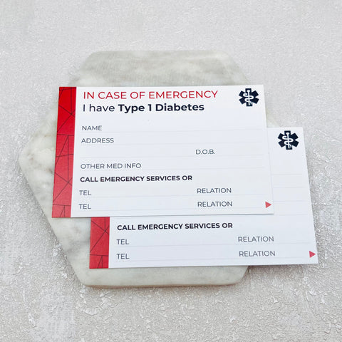 diabetes wallet card type 1 diabetic